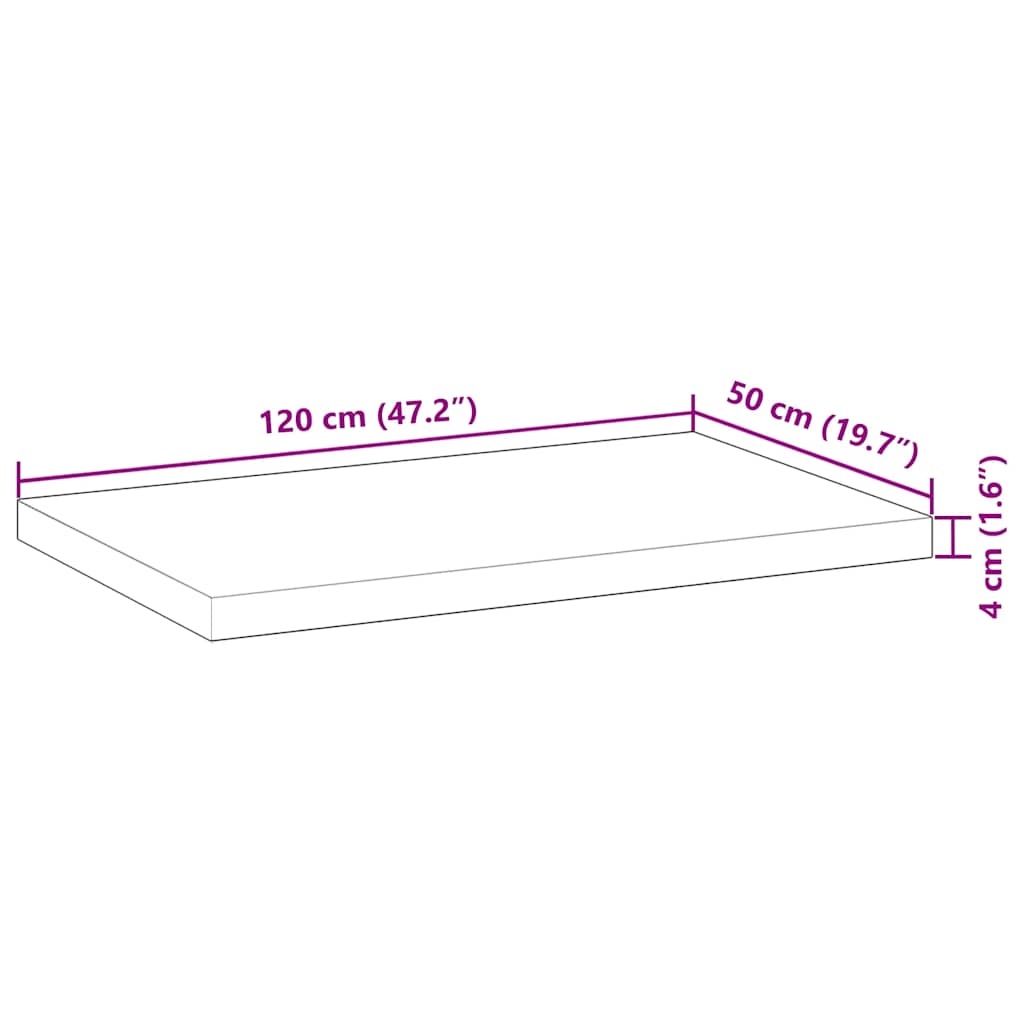Dessus de table rectangulaire 120x50x4 cm bois massif d'acacia - XIOS