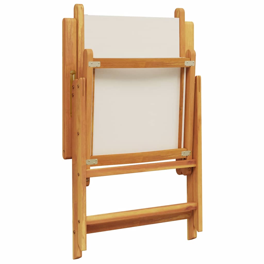 Ensemble à manger de jardin 7 pcs blanc crème tissu bois massif