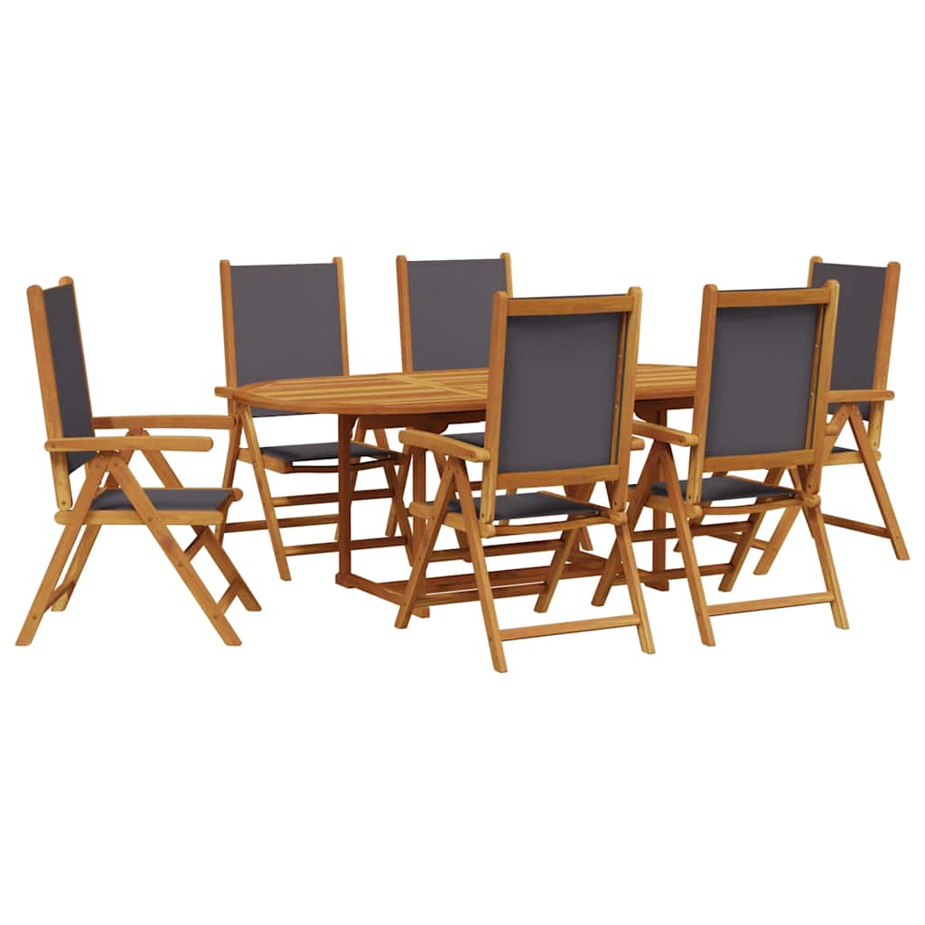 Ensemble à manger de jardin 7 pcs anthracite tissu bois massif