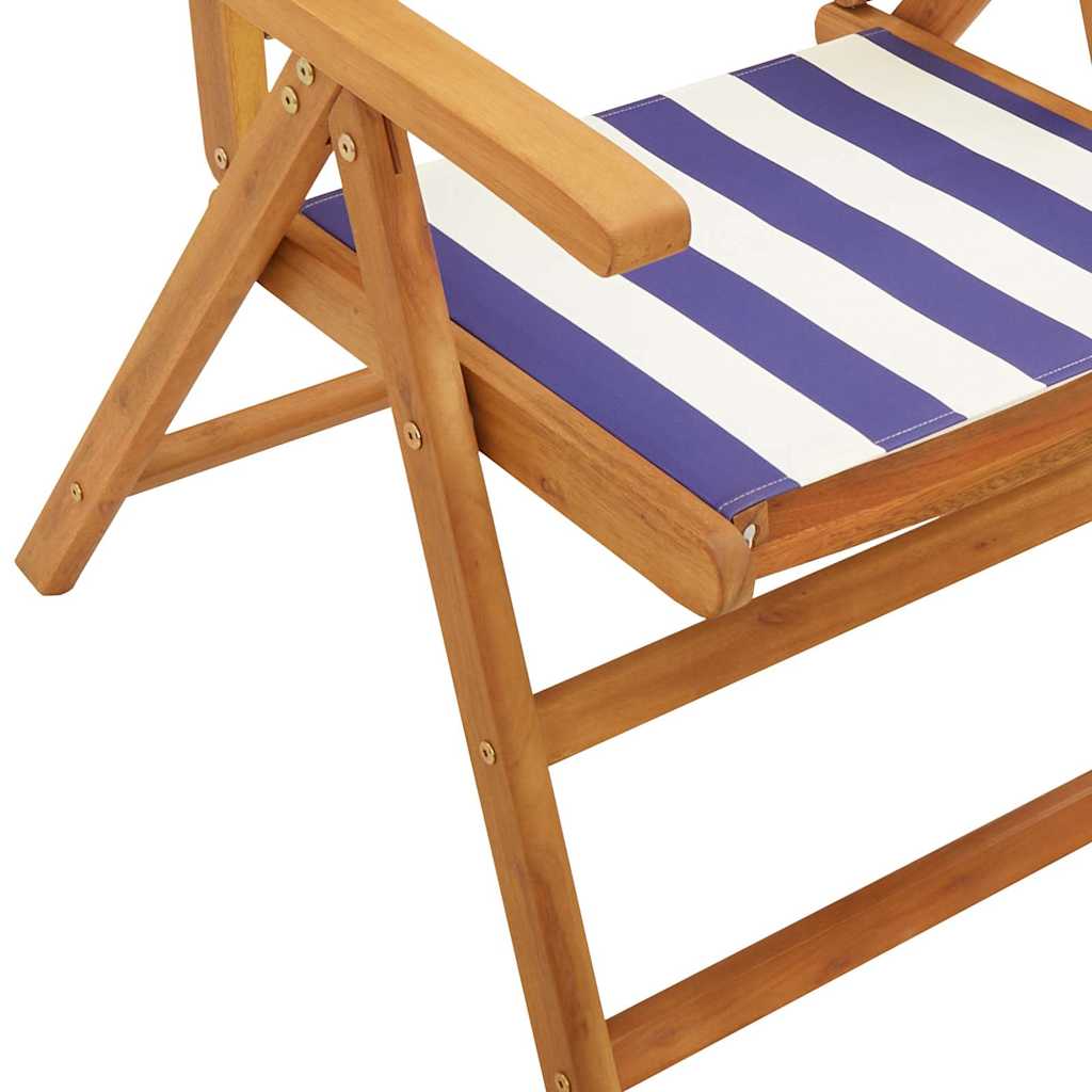 Ensemble à manger de jardin 7 pcs bleu blanc tissu bois massif