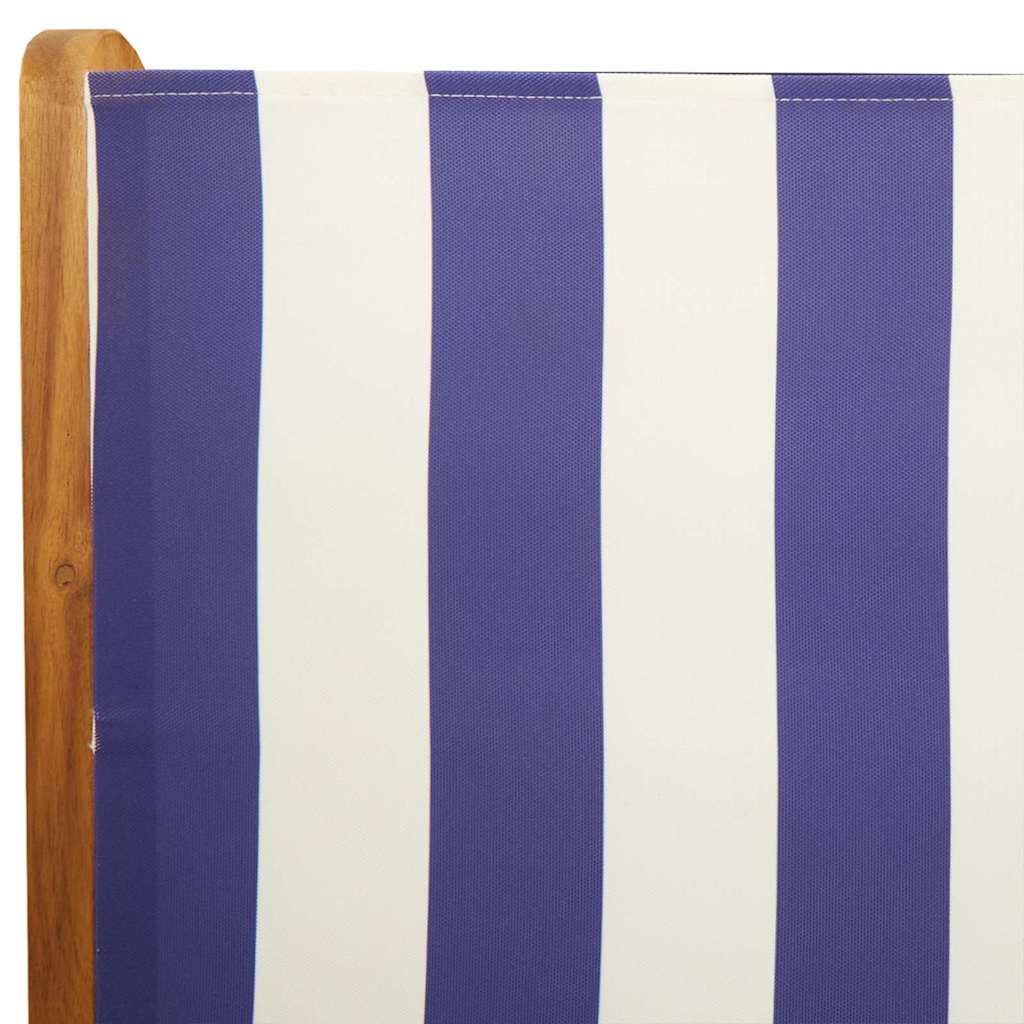 Ensemble à manger de jardin 7 pcs bleu blanc tissu bois massif