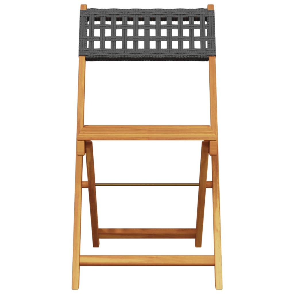 Ensemble de bistro 3 pcs noir résine tressée et bois massif - XIOS