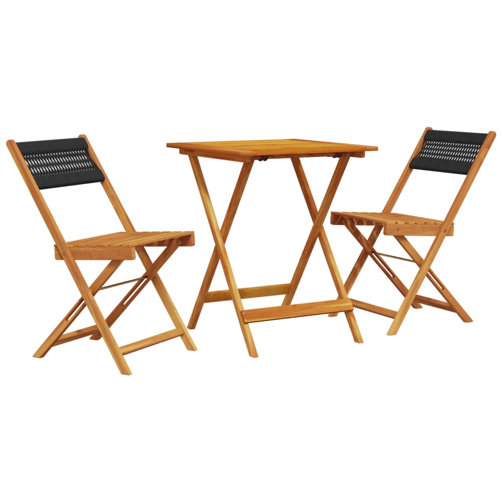 Ensemble de bistro 3 pcs noir polypropylène et bois massif - XIOS