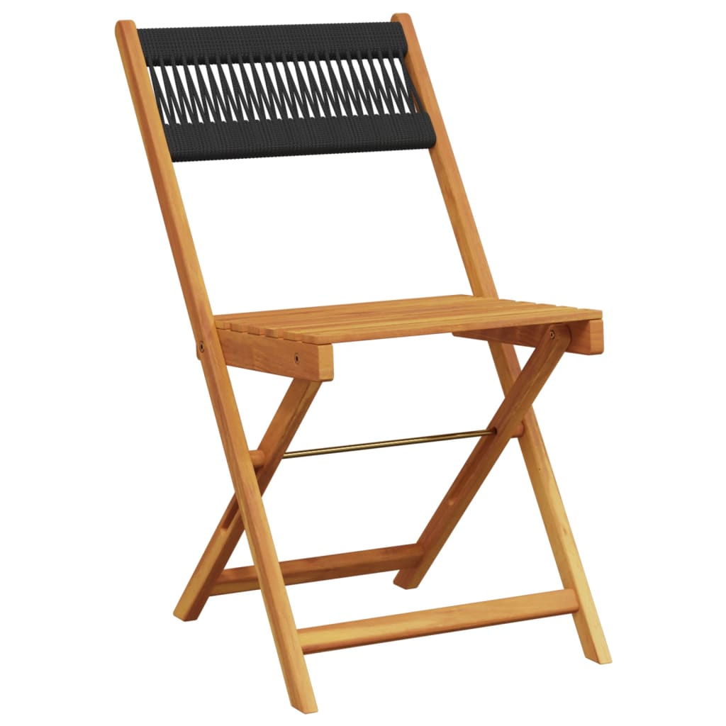 Ensemble de bistro 3 pcs noir polypropylène et bois massif - XIOS