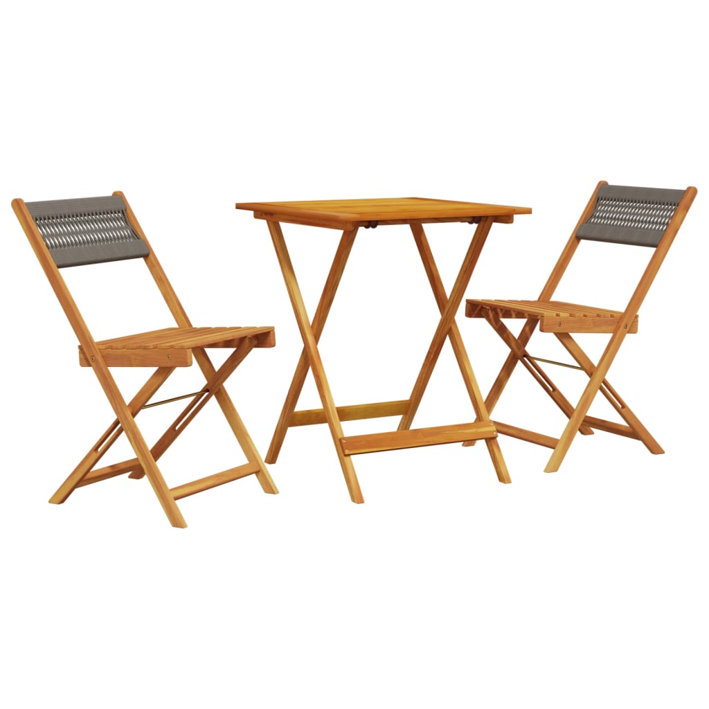 Ensemble de bistro 3 pcs gris polypropylène et bois massif - XIOS
