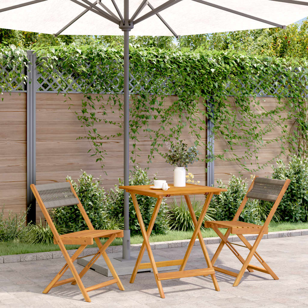 Ensemble de bistro 3 pcs gris polypropylène et bois massif - XIOS