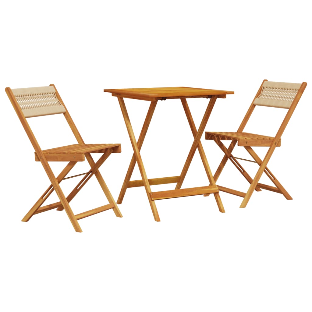 Ensemble de bistro 3 pcs beige polypropylène et bois massif - XIOS