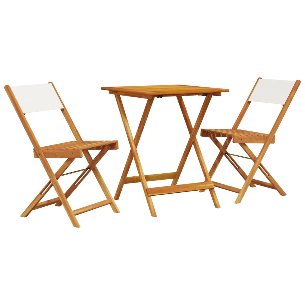 Ensemble de bistro 3 pcs blanc crème tissu et bois massif - XIOS