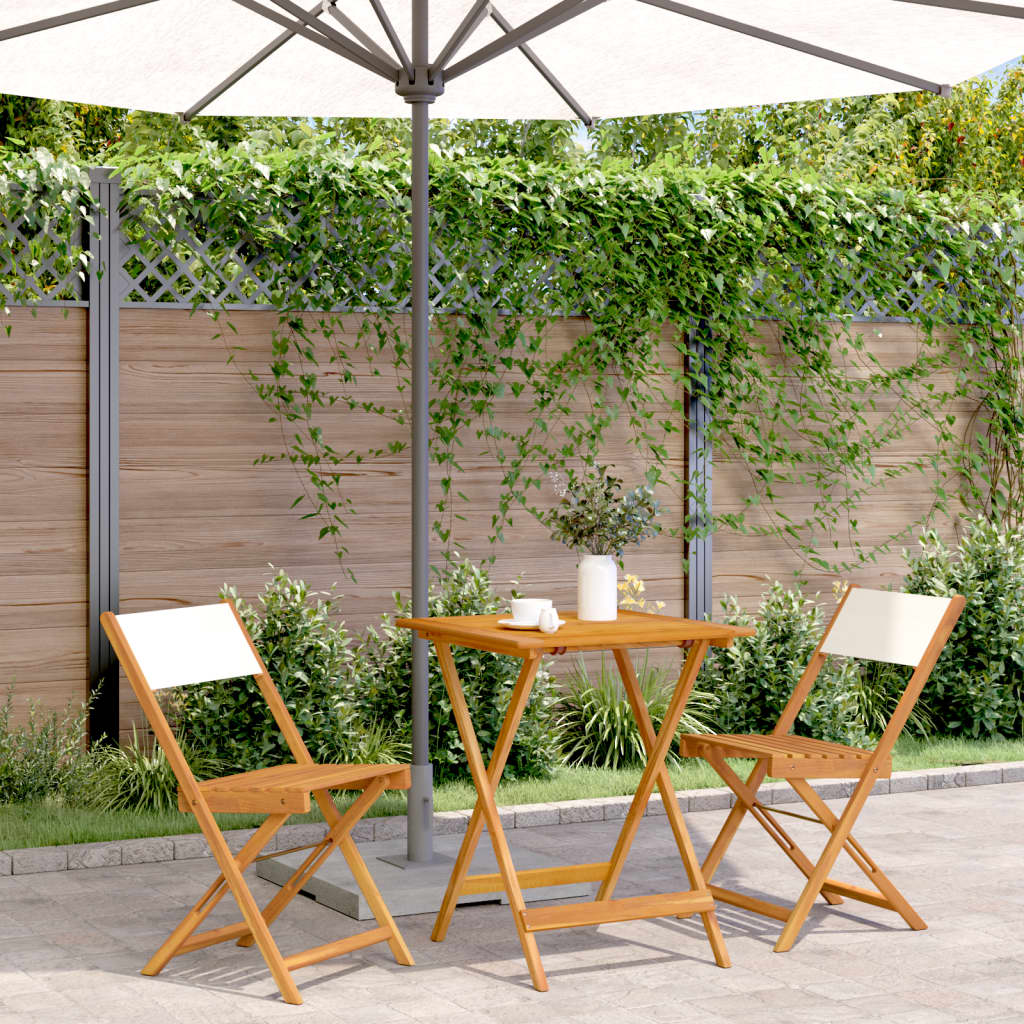 Ensemble de bistro 3 pcs blanc crème tissu et bois massif - XIOS