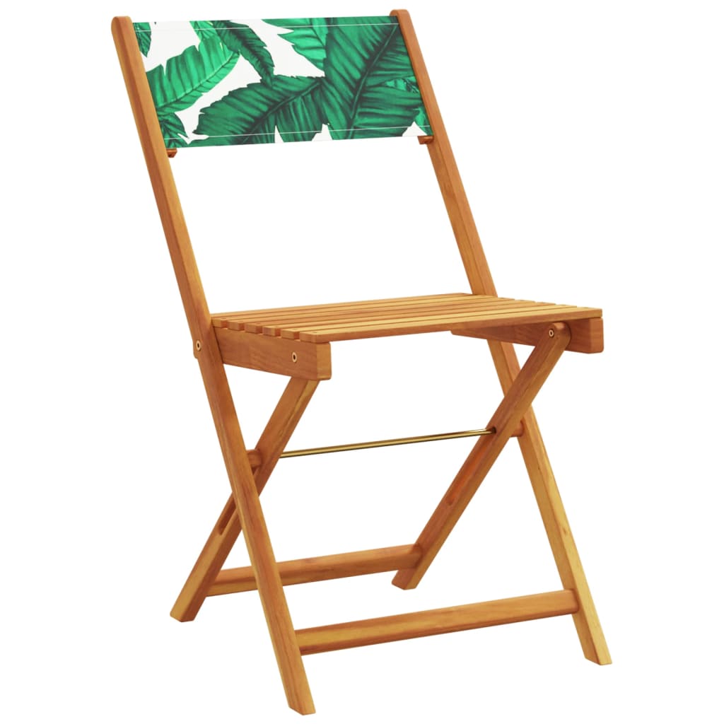 Ensemble de bistro 3 pcs motif de feuilles tissu et bois massif - XIOS