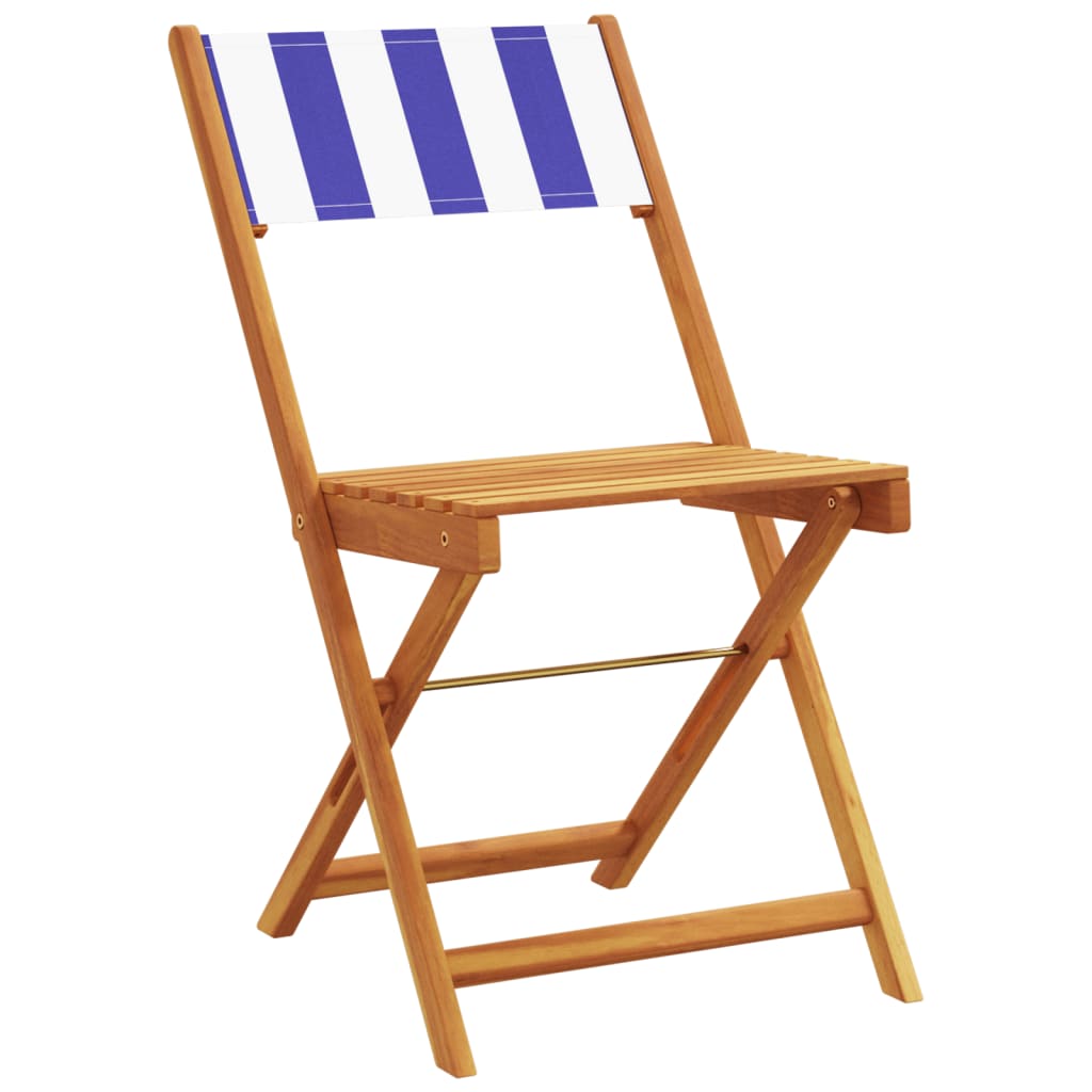 Ensemble de bistro 3 pcs bleu et blanc tissu et bois massif - XIOS