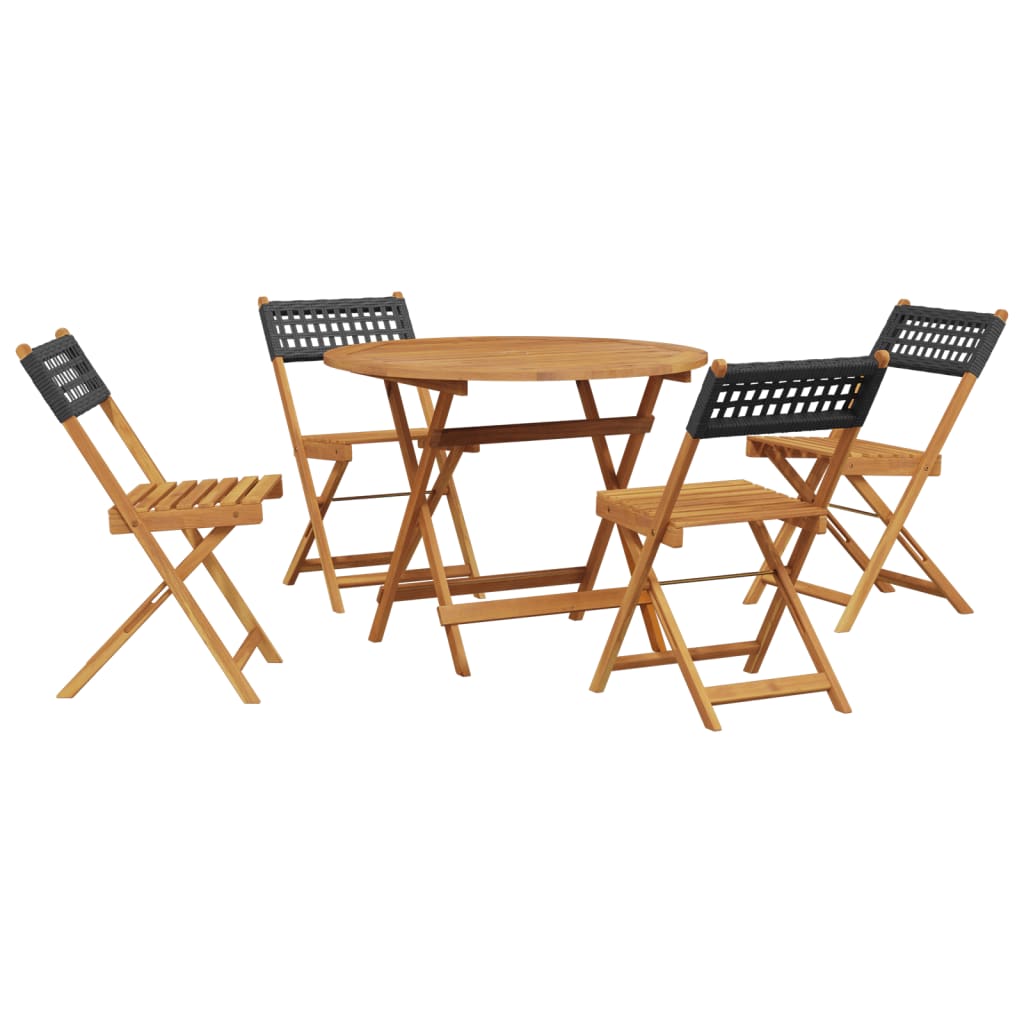 Ensemble à manger de jardin 5 pcs résine tressée et bois massif - XIOS