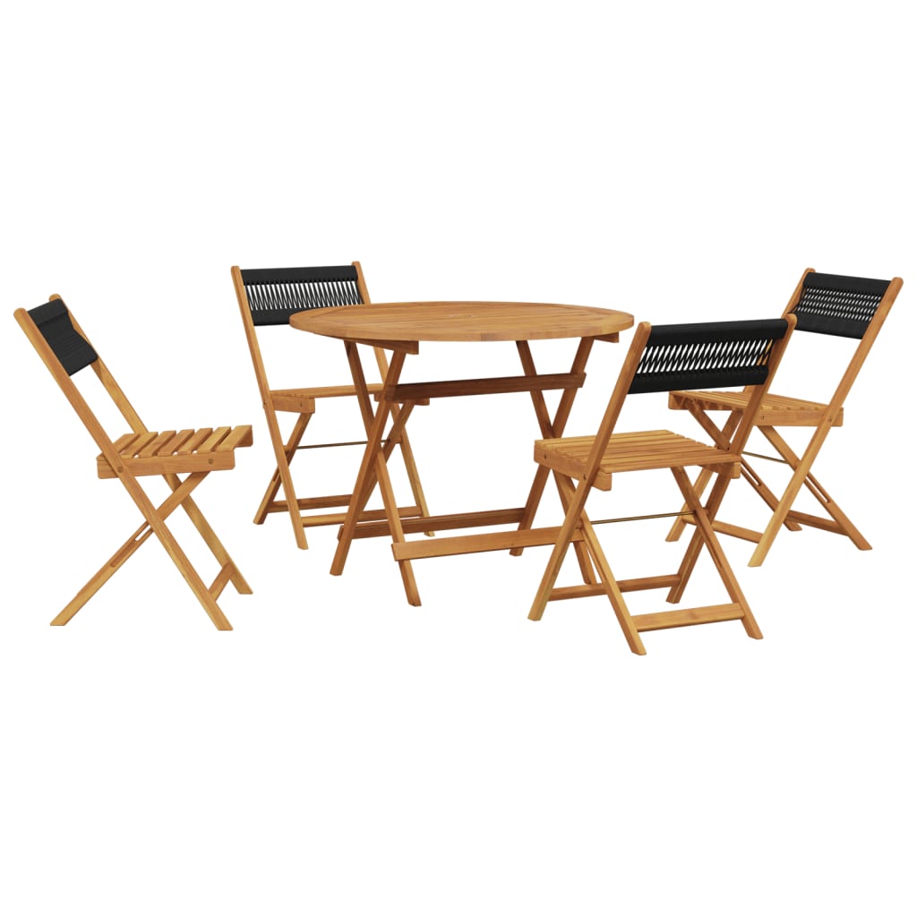 Ensemble à manger de jardin 5pcs noir polypropylène bois massif - XIOS