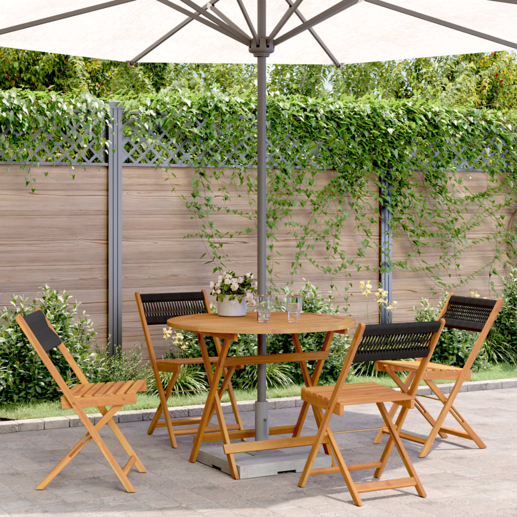 Ensemble à manger de jardin 5pcs noir polypropylène bois massif - XIOS