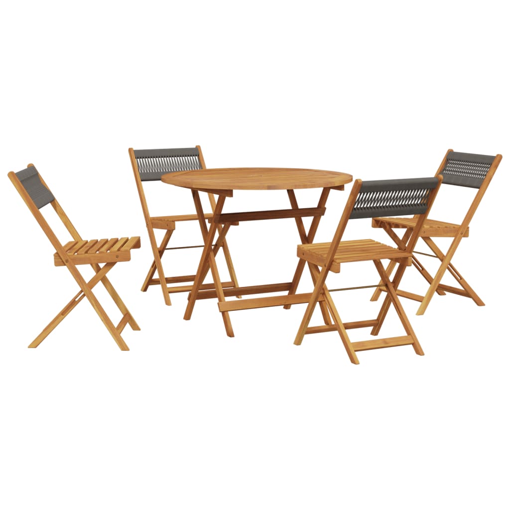 Ensemble à manger de jardin 5pcs gris polypropylène bois massif - XIOS