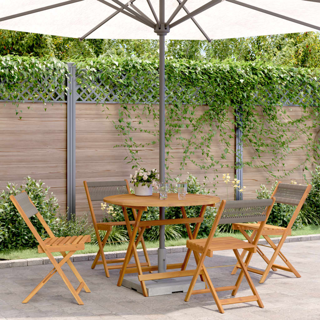 Ensemble à manger de jardin 5pcs gris polypropylène bois massif - XIOS