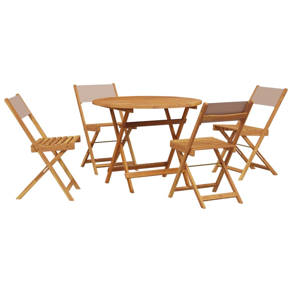 Ensemble à manger de jardin 5 pcs taupe tissu et bois massif - XIOS