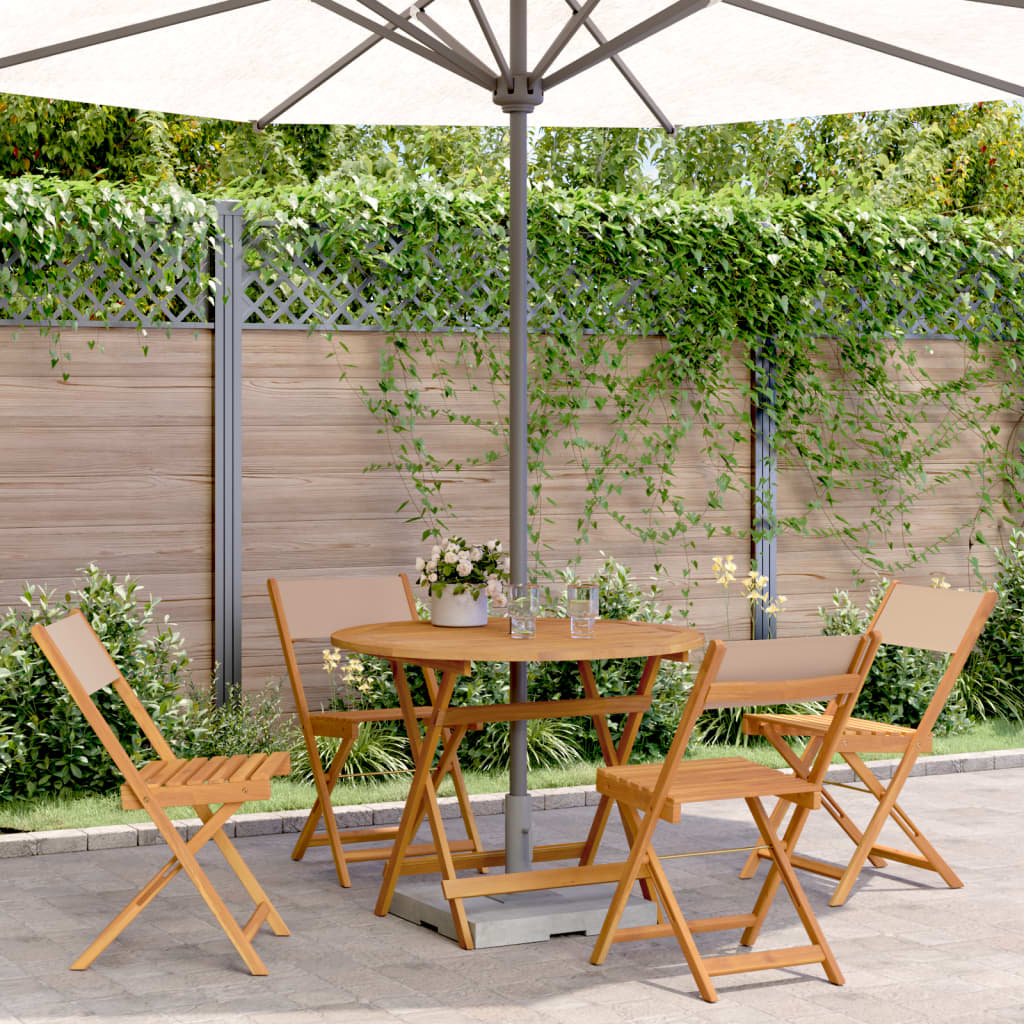 Ensemble à manger de jardin 5 pcs taupe tissu et bois massif - XIOS