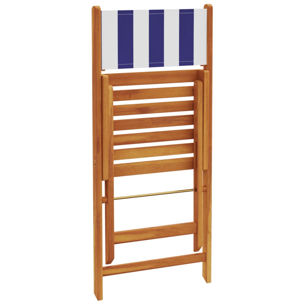 Ensemble à manger de jardin 5 pcs bleu blanc tissu bois massif - XIOS