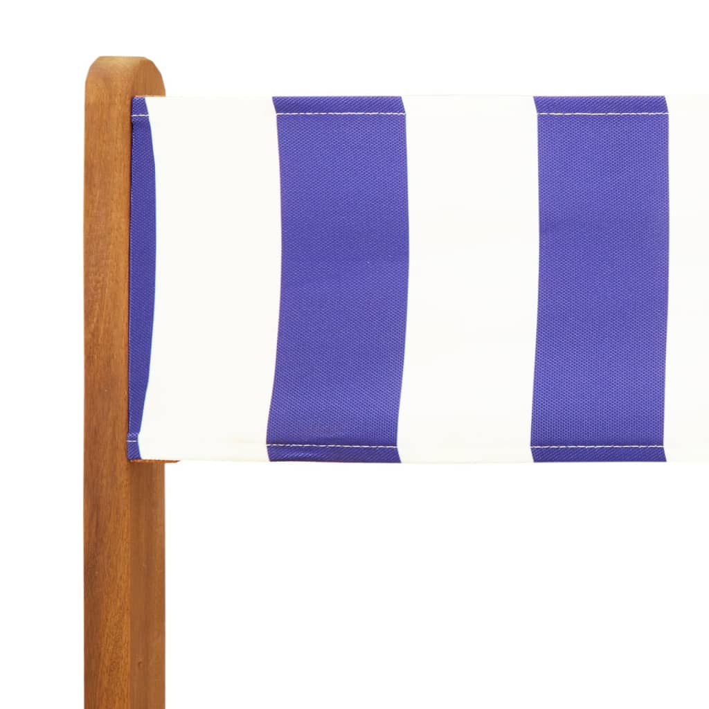 Ensemble à manger de jardin 5 pcs bleu blanc tissu bois massif - XIOS