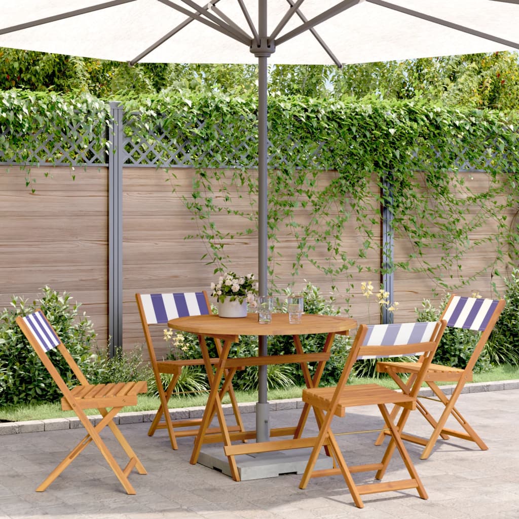 Ensemble à manger de jardin 5 pcs bleu blanc tissu bois massif - XIOS