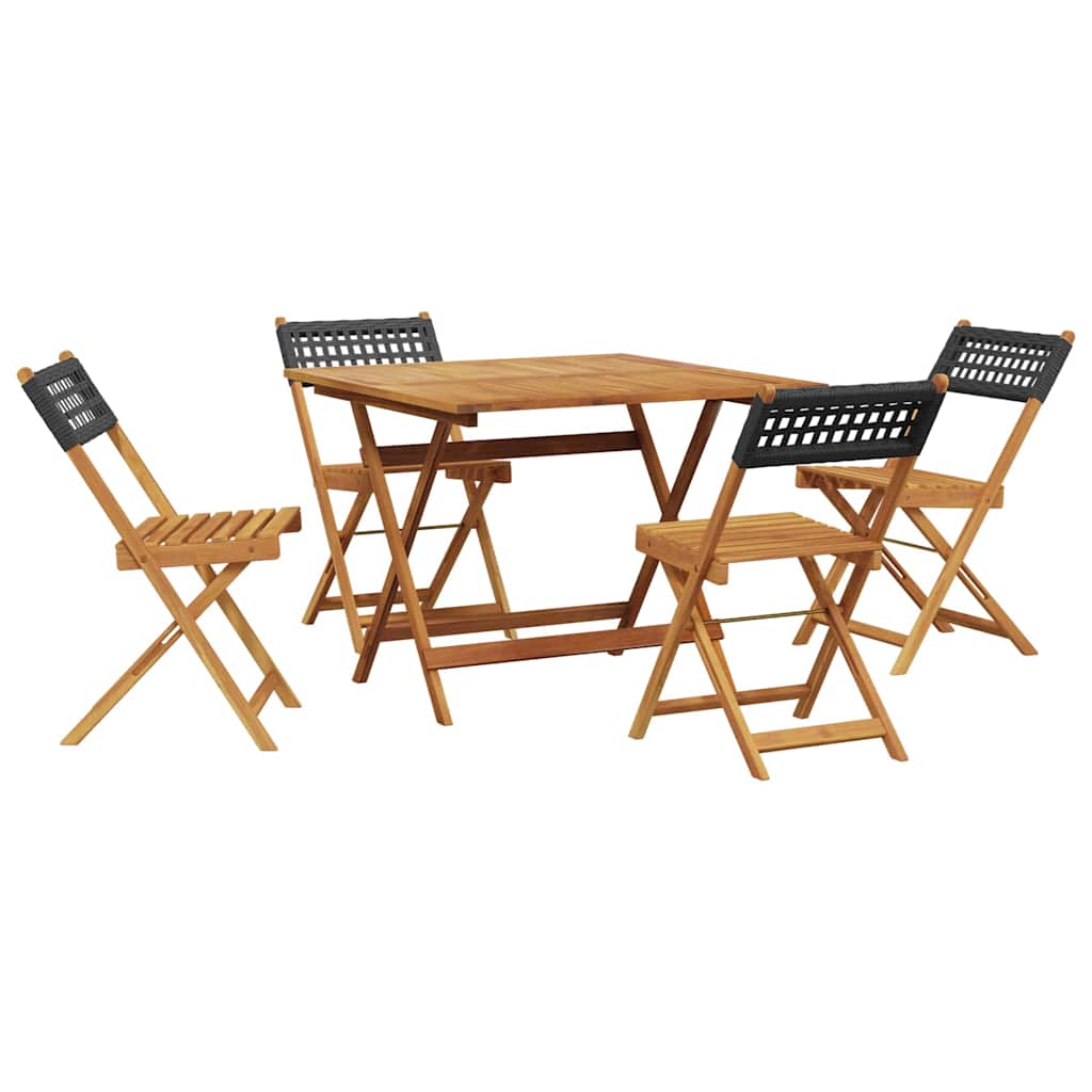 Ensemble à manger de jardin 5 pcs résine tressée et bois massif - XIOS