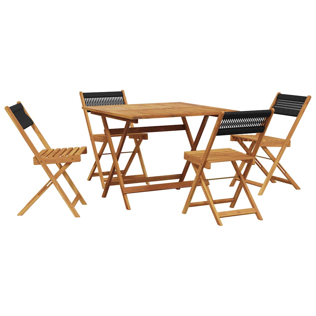 Ensemble à manger de jardin 5pcs noir polypropylène bois massif - XIOS