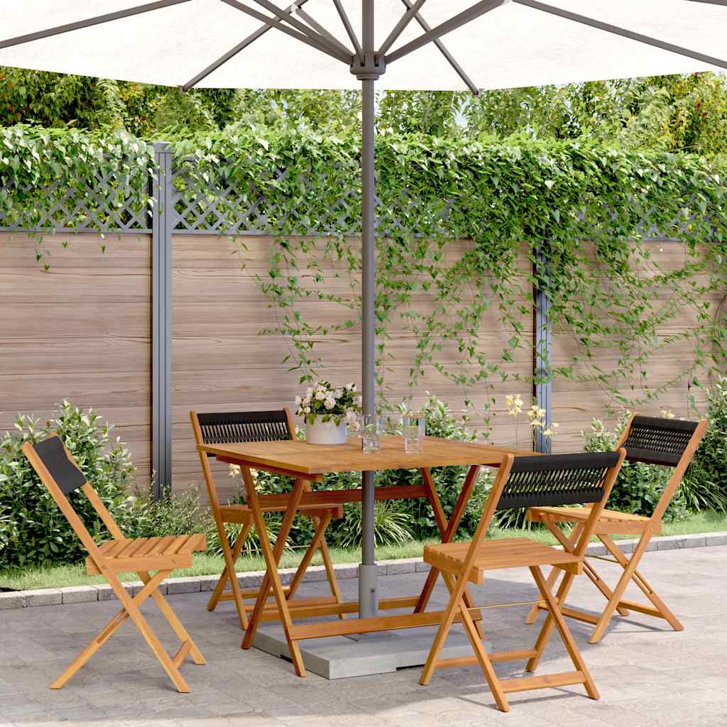 Ensemble à manger de jardin 5pcs noir polypropylène bois massif - XIOS