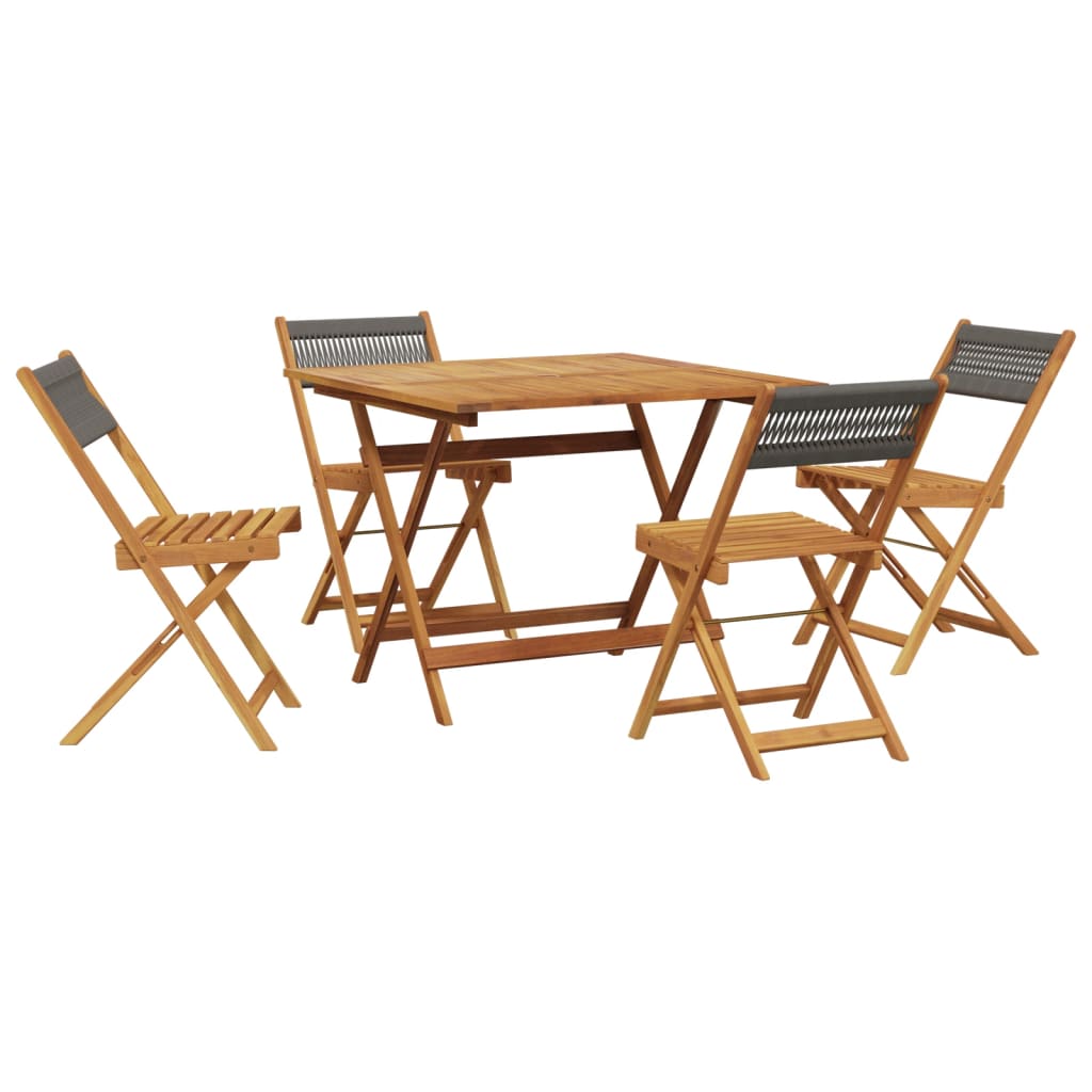 Ensemble à manger de jardin 5pcs gris polypropylène bois massif - XIOS
