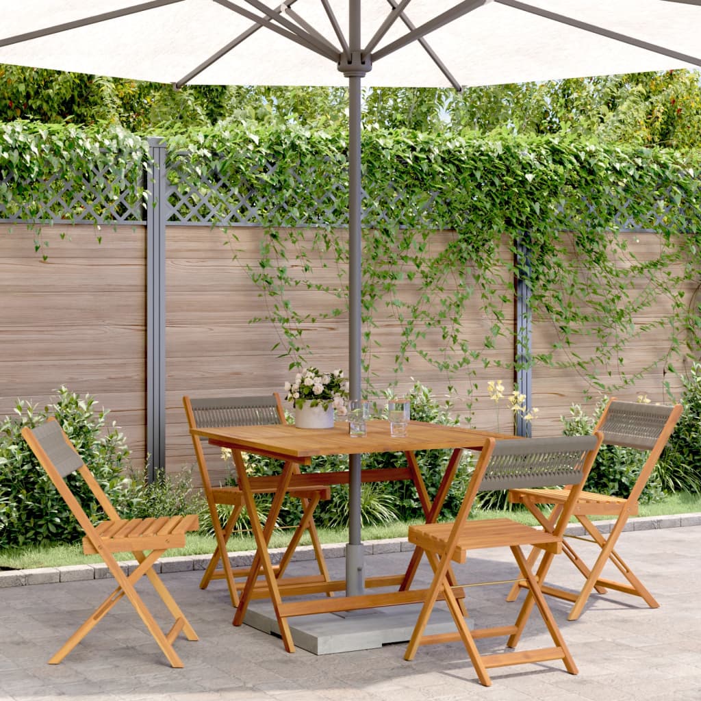 Ensemble à manger de jardin 5pcs gris polypropylène bois massif - XIOS