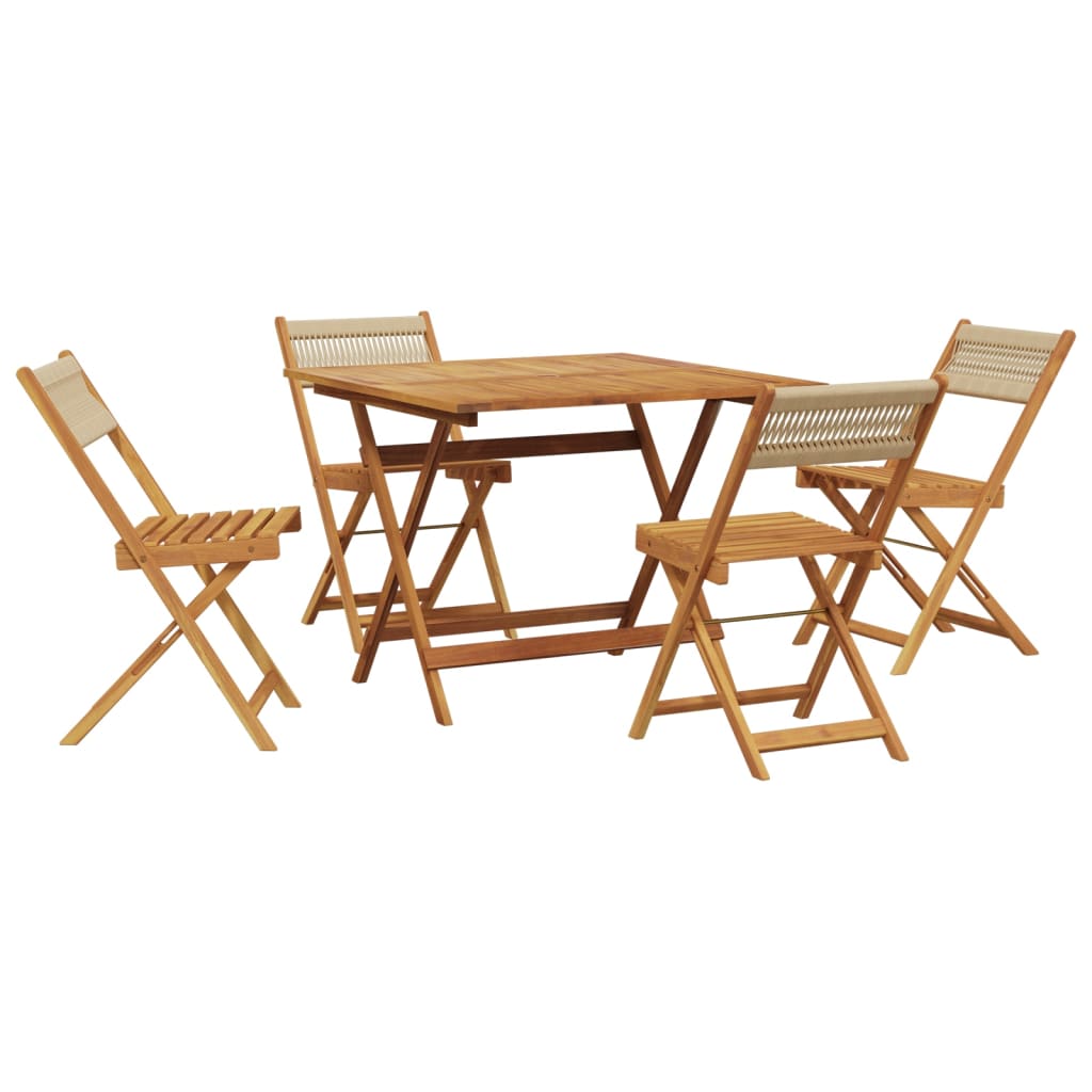 Ensemble à manger de jardin 5pcs beige polypropylène et bois - XIOS