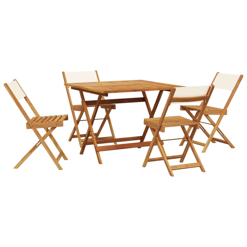 Ensemble à manger de jardin 5 pcs blanc crème tissu bois massif - XIOS