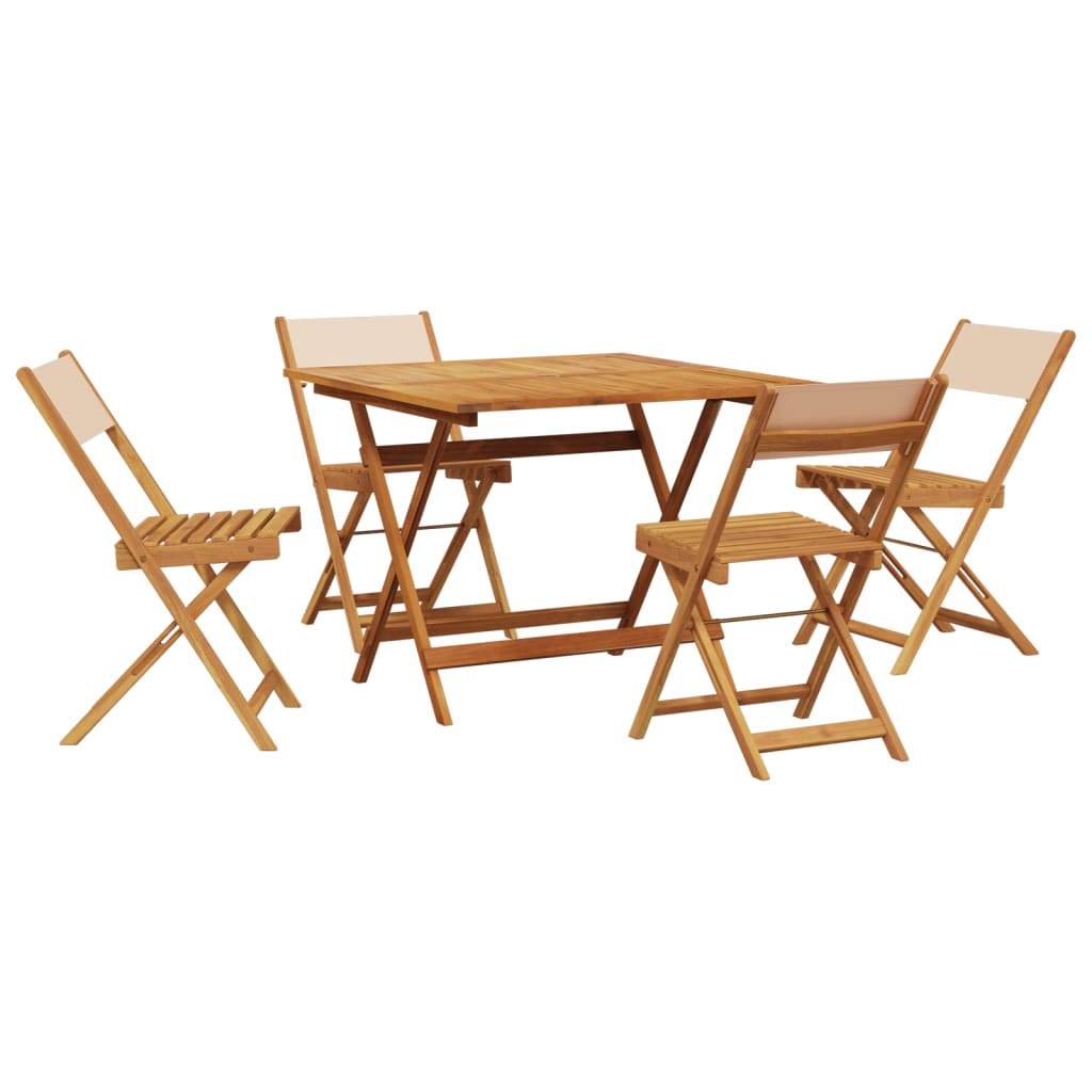Ensemble à manger de jardin 5 pcs beige tissu et bois massif - XIOS