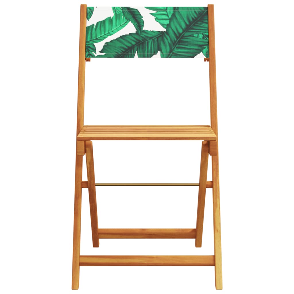 Ensemble à manger de jardin 5 pcs motif de feuilles tissu bois - XIOS