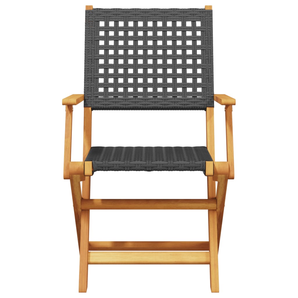 Ensemble de bistro 3 pcs noir résine tressée et bois massif - XIOS