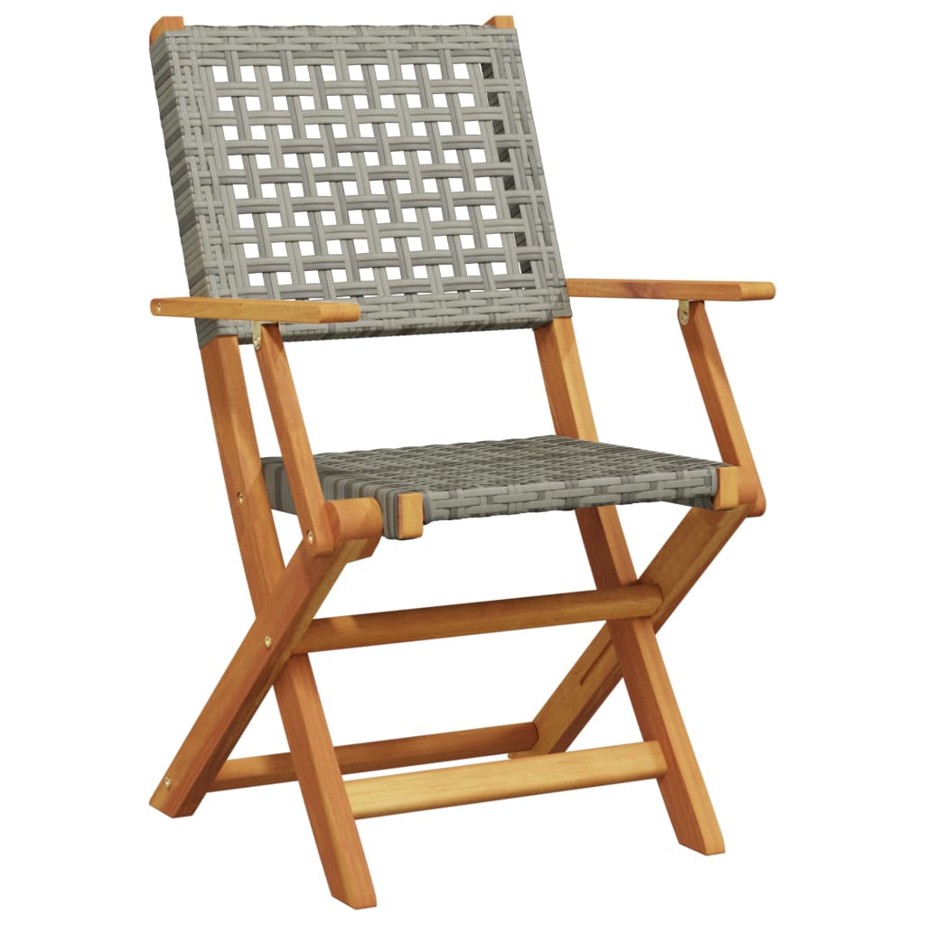 Ensemble de bistro 3 pcs gris résine tressée et bois massif - XIOS