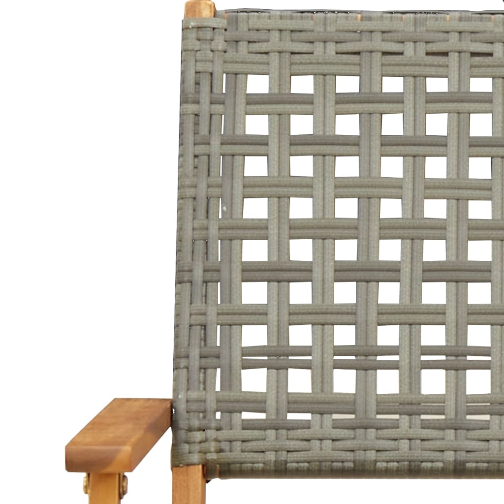 Ensemble de bistro 3 pcs gris résine tressée et bois massif - XIOS