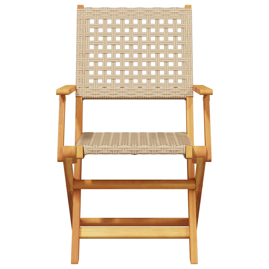Ensemble de bistro 3 pcs beige résine tressée et bois massif - XIOS