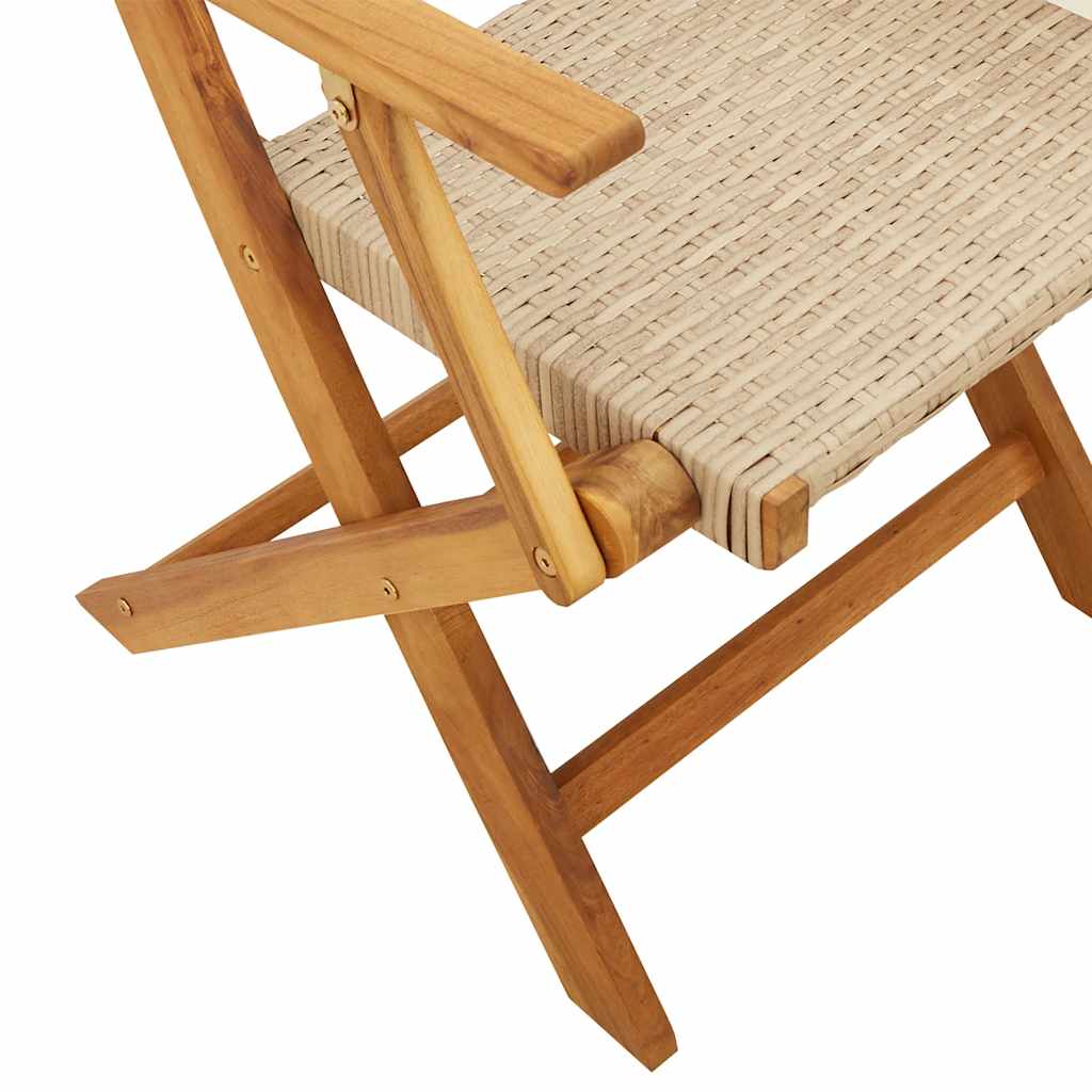 Ensemble de bistro 3 pcs beige résine tressée et bois massif - XIOS