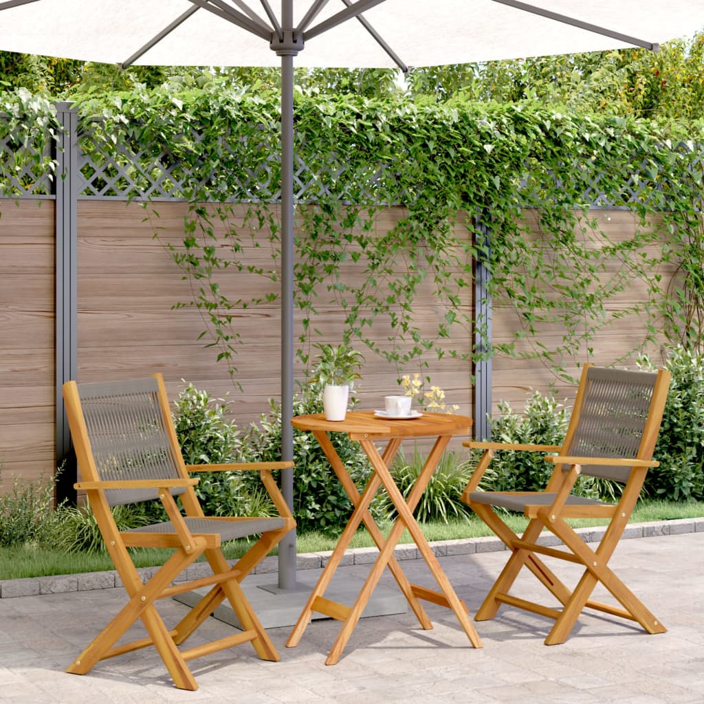 Ensemble de bistro 3 pcs gris polypropylène et bois massif - XIOS