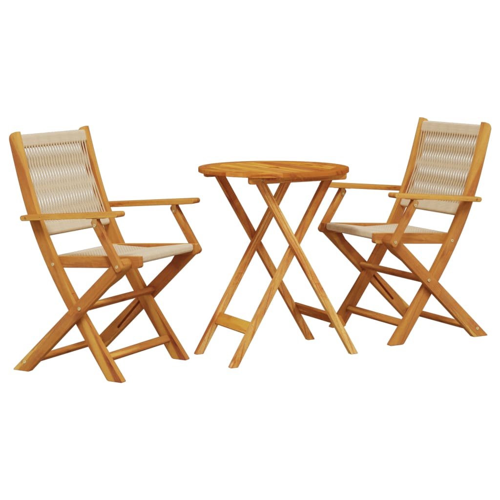 Ensemble de bistro 3 pcs beige polypropylène et bois massif - XIOS