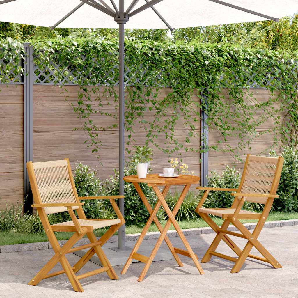Ensemble de bistro 3 pcs beige polypropylène et bois massif - XIOS