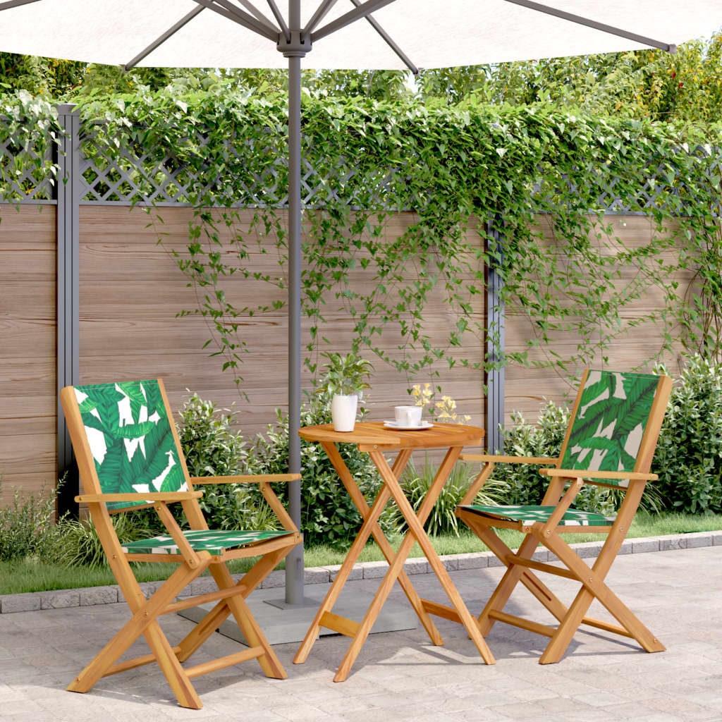 Ensemble de bistro 3 pcs motif de feuilles tissu et bois massif - XIOS