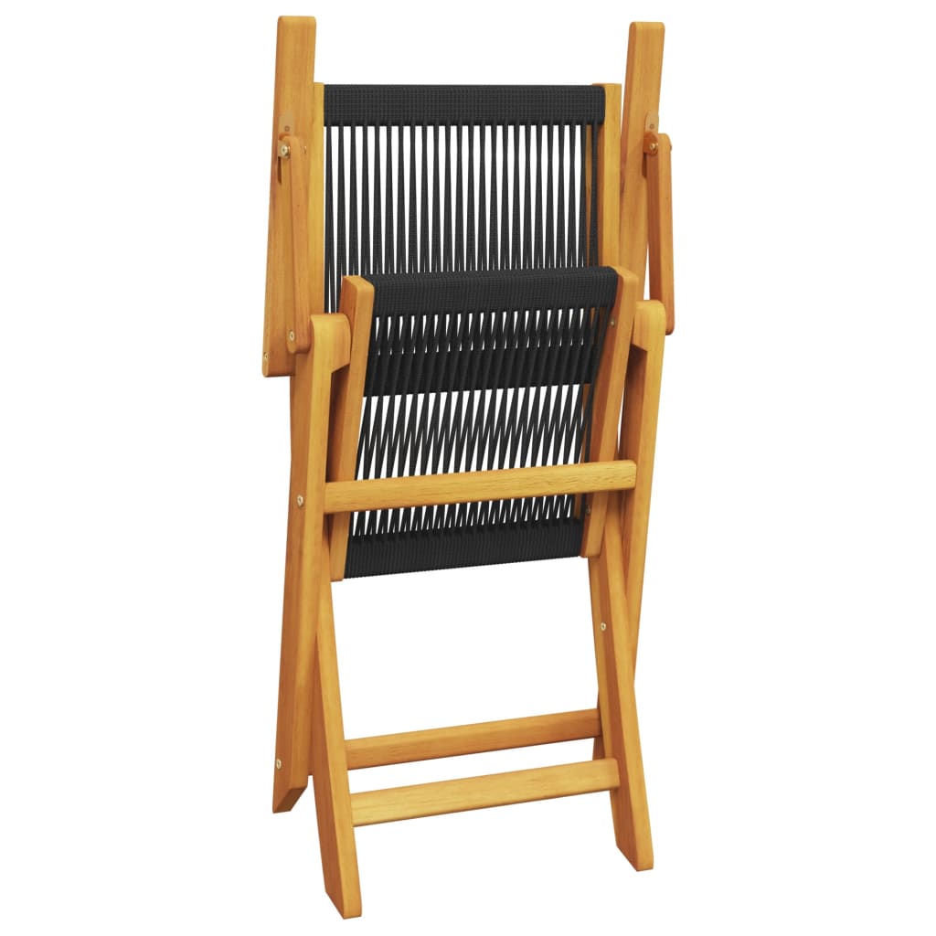 Ensemble de bistro 3 pcs noir polypropylène et bois massif - XIOS