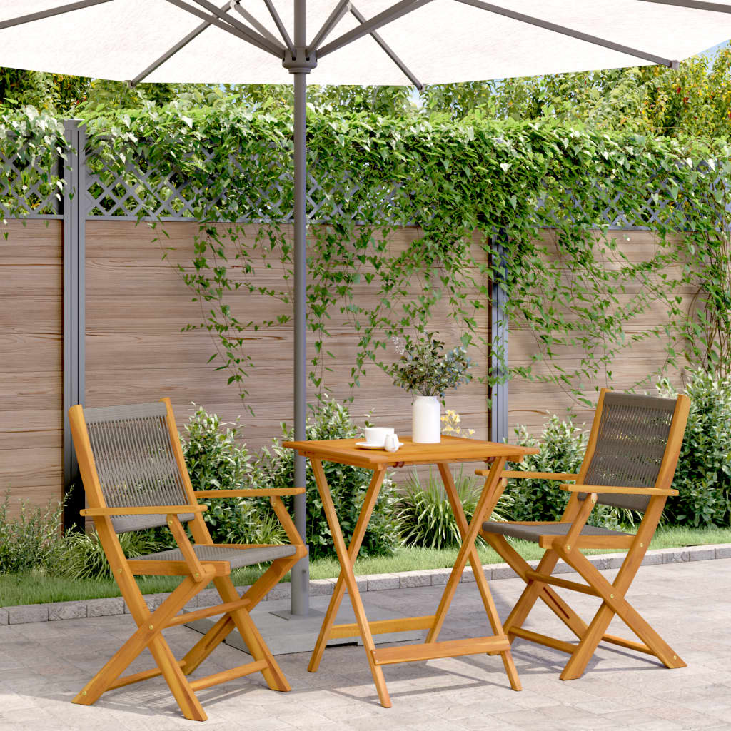Ensemble de bistro 3 pcs gris polypropylène et bois massif - XIOS