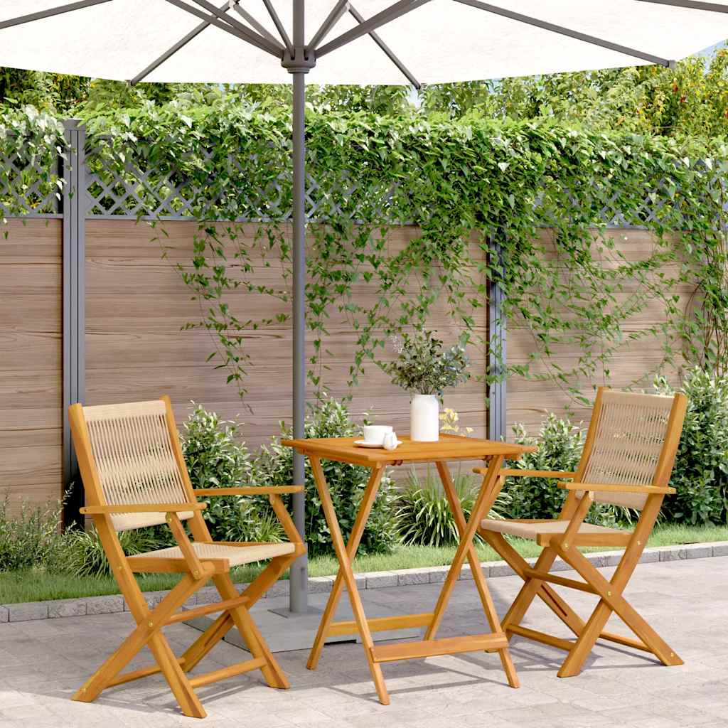Ensemble de bistro 3 pcs beige polypropylène et bois massif - XIOS