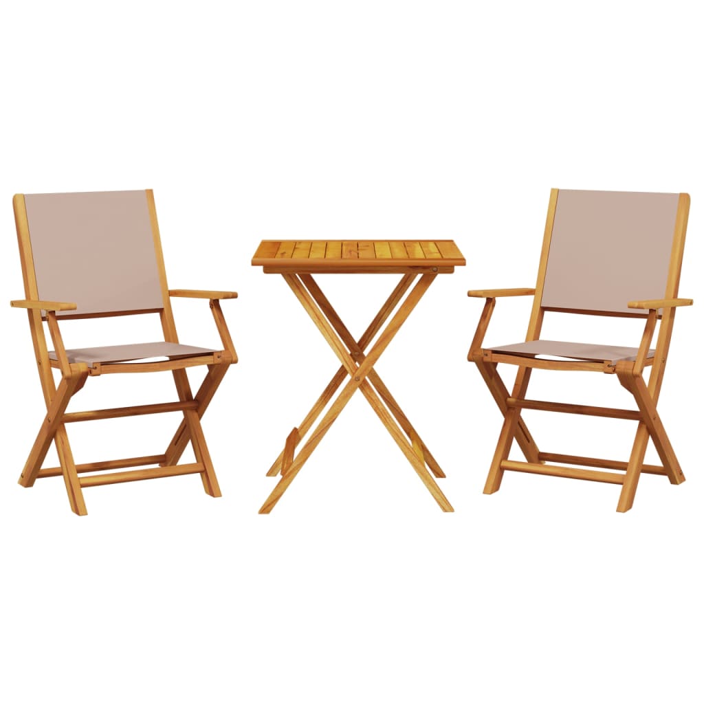 Ensemble de bistro 3 pcs taupe tissu et bois massif - XIOS