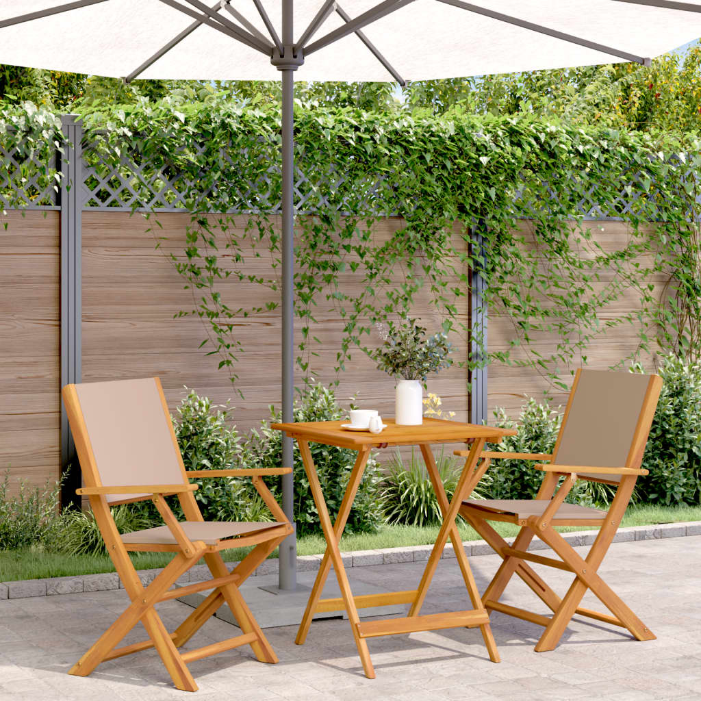 Ensemble de bistro 3 pcs taupe tissu et bois massif - XIOS