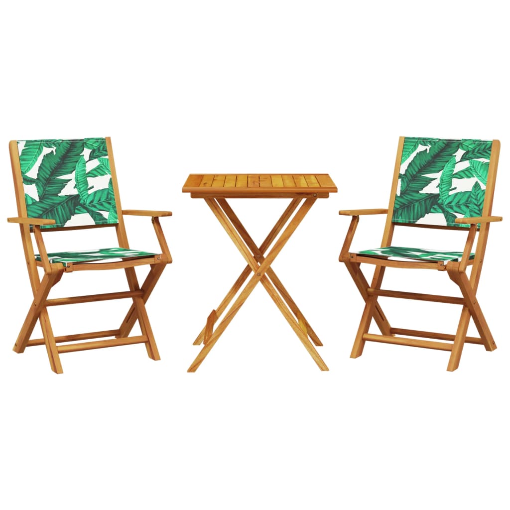 Ensemble de bistro 3 pcs motif de feuilles tissu et bois massif - XIOS