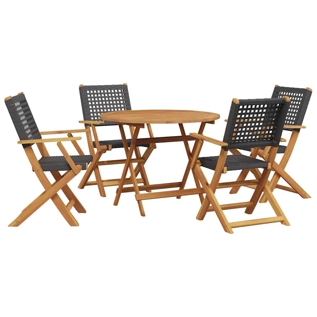 Ensemble à manger de jardin 5 pcs résine tressée et bois massif - XIOS